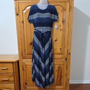 Tommy Hilfiger Blue and White Jersey Maxi Sundress